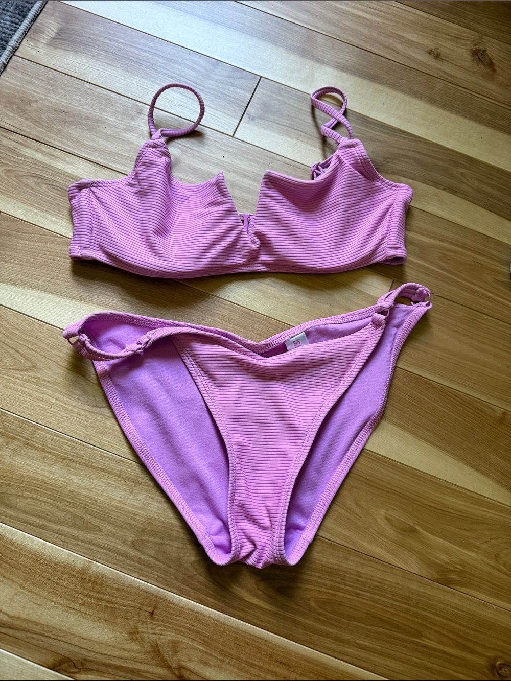 Purple Ribbed Two-Piece Bikini Set